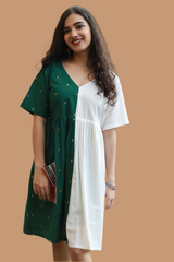 Fir Frost | Short Dress | Handloom Cotton & Gamcha