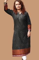 Daana | Tangaliya Kurta | Moss Brown with Mutlicolour Khunn