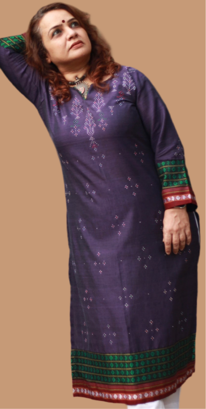 Daana | Tangaliya Kurta | Purple with Mutlicolour Khunn