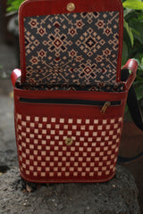 Handcrafted Kutchi Leather Bag | Woven | Brown