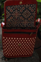 Handcrafted Kutchi Leather Bag | Woven | Brown