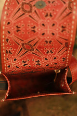 Handcrafted Kutch Leather Bag | Mirrorwork | Brown