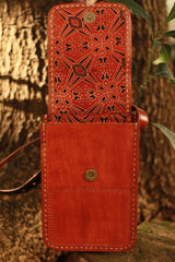 Handcrafted Kutch Leather Bag | Mirrorwork | Brown