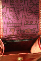 Handcrafted Kutch Leather Bag | Mirrorwork | Brown