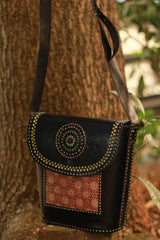 Handcrafted Kutch Leather Bag | Ajrakh