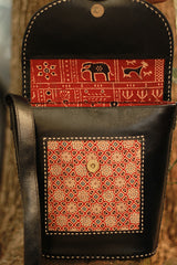 Handcrafted Kutch Leather Bag | Ajrakh