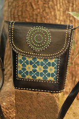 Handcrafted Kutch Leather Bag | Ajrakh