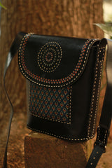 Handcrafted Kutch Leather Bag | Ajrakh