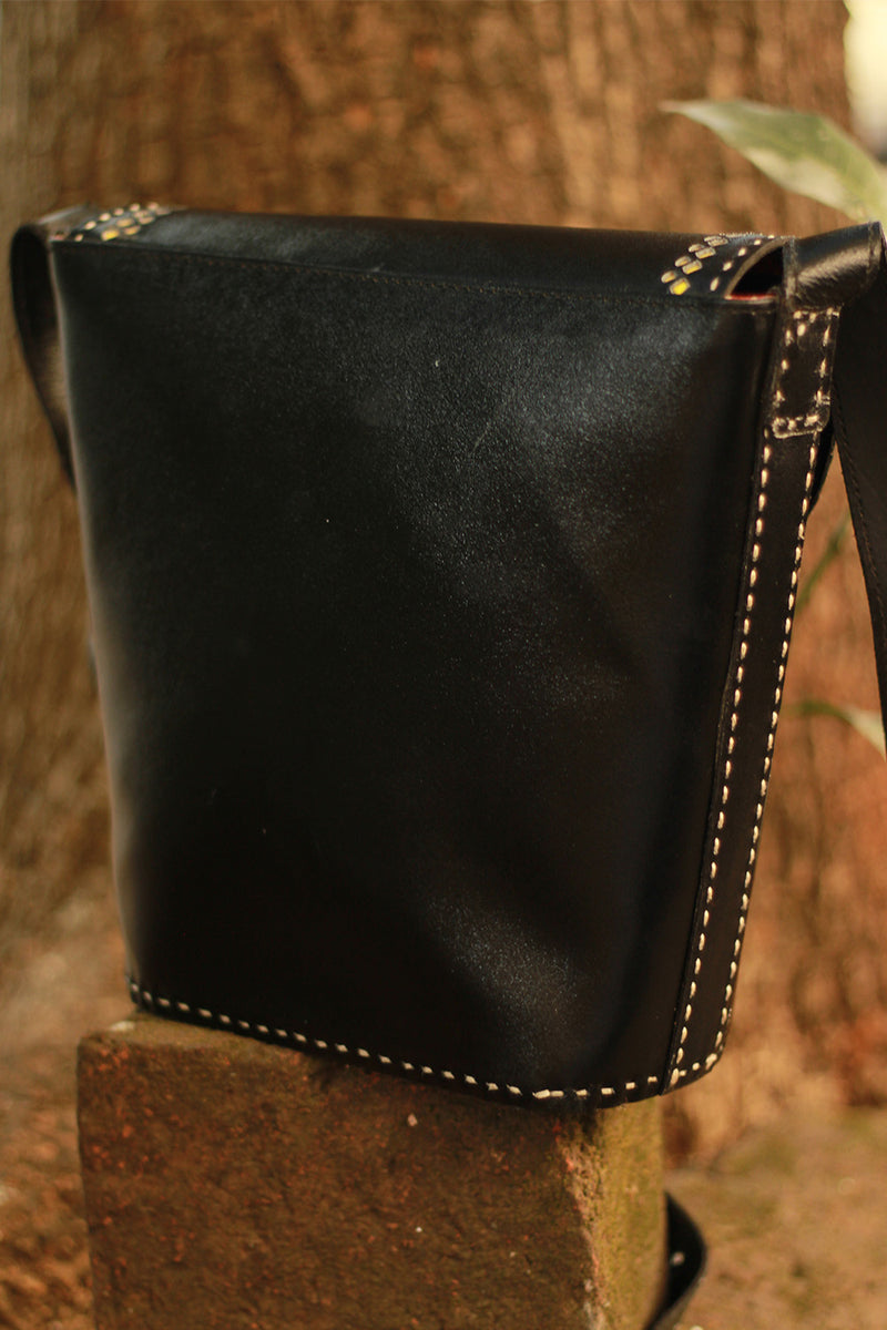 Handcrafted Kutch Leather Bag | Ajrakh