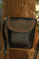 Handcrafted Kutch Leather Bag | Ajrakh