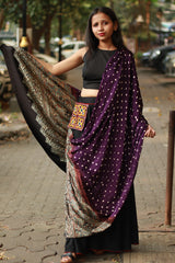 Modal Silk Ajrakh Bandhni Dupatta  | Purple