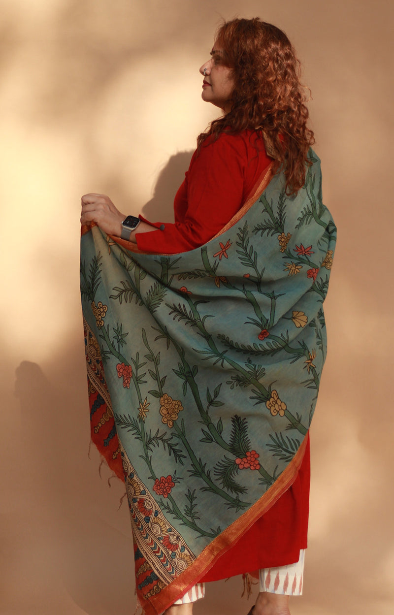 Leela | Cotton Silk Pen Kalamkari Dupatta