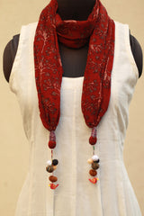 Phirki | Jewelled scarf | Mul Cotton | Rouge Ajrakh