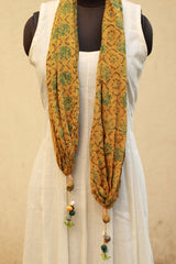 Phirki | Jewelled scarf | Mul Cotton | Yellow Ajrakh