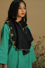 Phulwari | Mul Stole with Chindi Florets | Midnight Blue