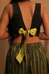 Mastaani | Reversible Blouse | Lime Green with Noir Khunn