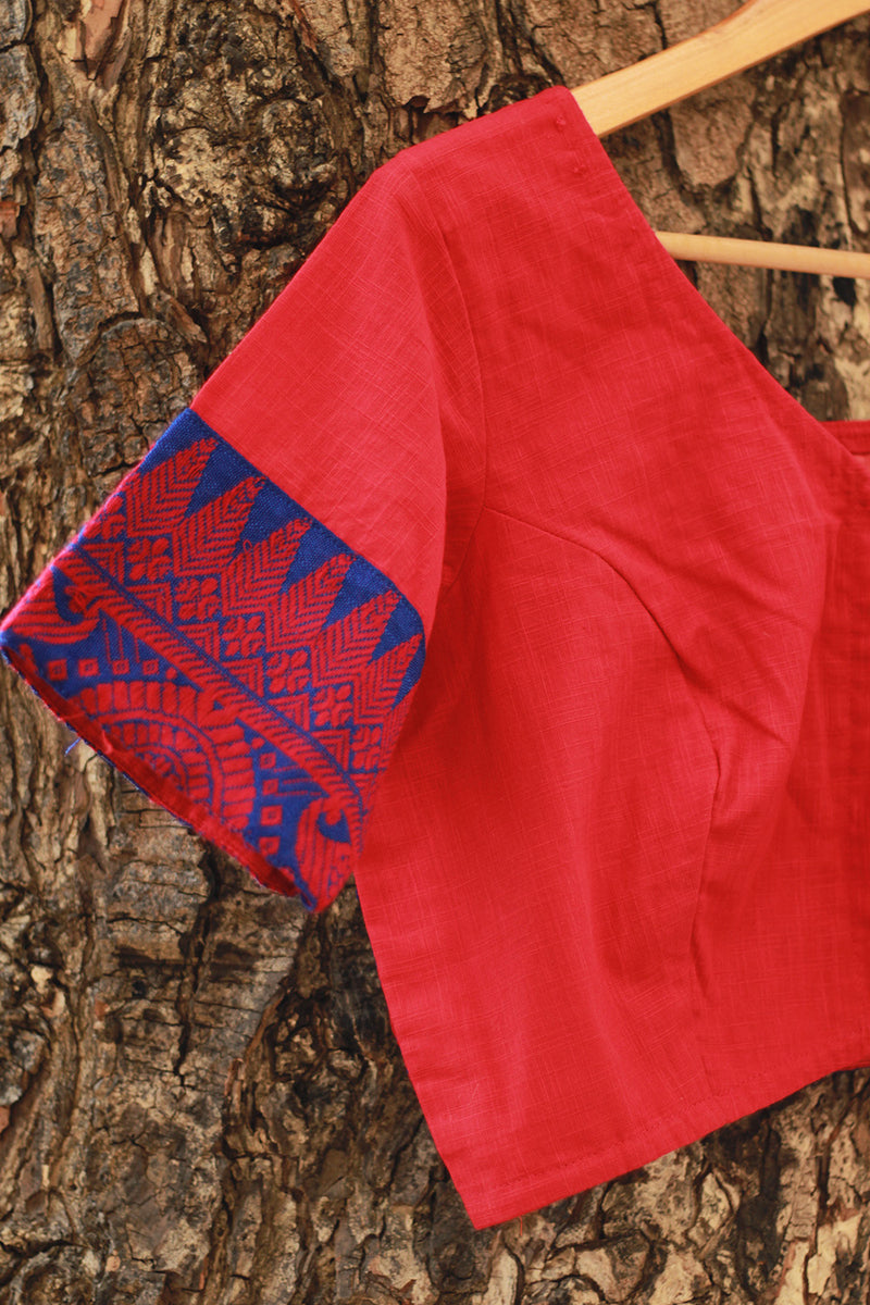 Blouse | North Eastern Embroidery | Blue on Red