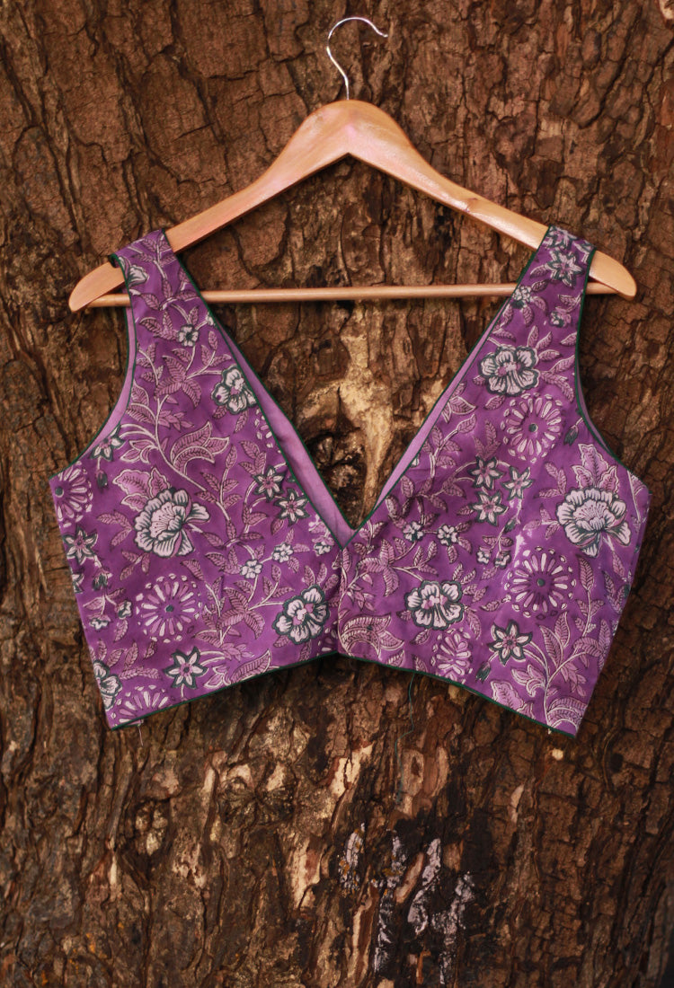 Sleeveless Blouse | Sanganeri Purple