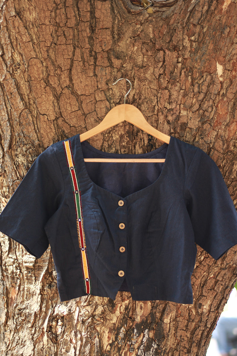 Lambadi | Embroidered Blouse | Navy Blue