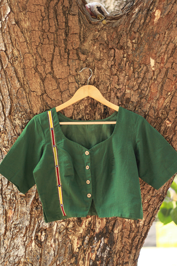 Lambadi | Embroidered Blouse | Forest Green