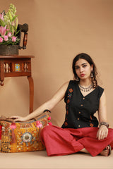 Gor Banjara | Embroidered Co-ord Set | Noir and Crimson