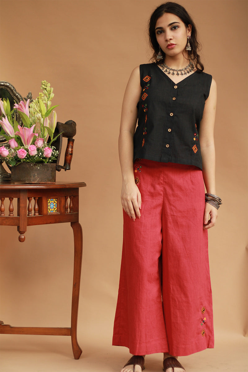 Gor Banjara | Embroidered Co-ord Set | Noir and Crimson