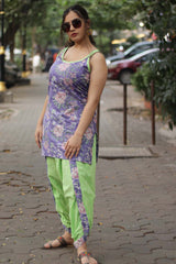 Geet | Dhoti Kurta Co-Ord Set  | Lilac Floral Sanganeri