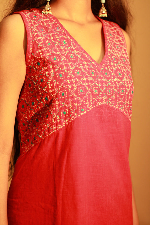 Suhani | Embroidered Dress | Red