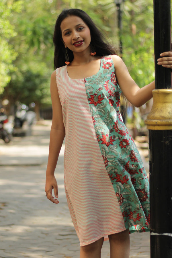 Anaya | Short Dress | Red Blooms Sanganeri