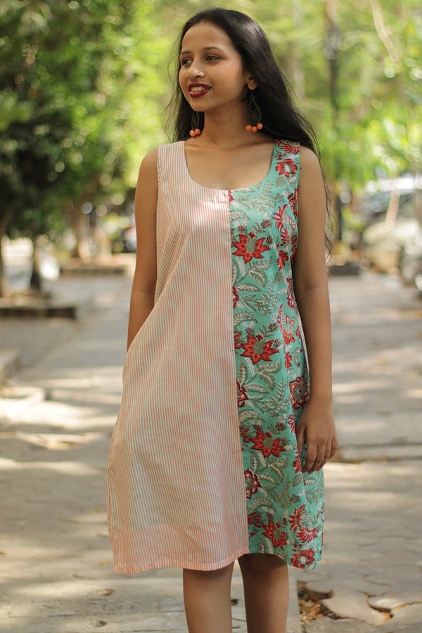 Anaya | Short Dress | Red Blooms Sanganeri