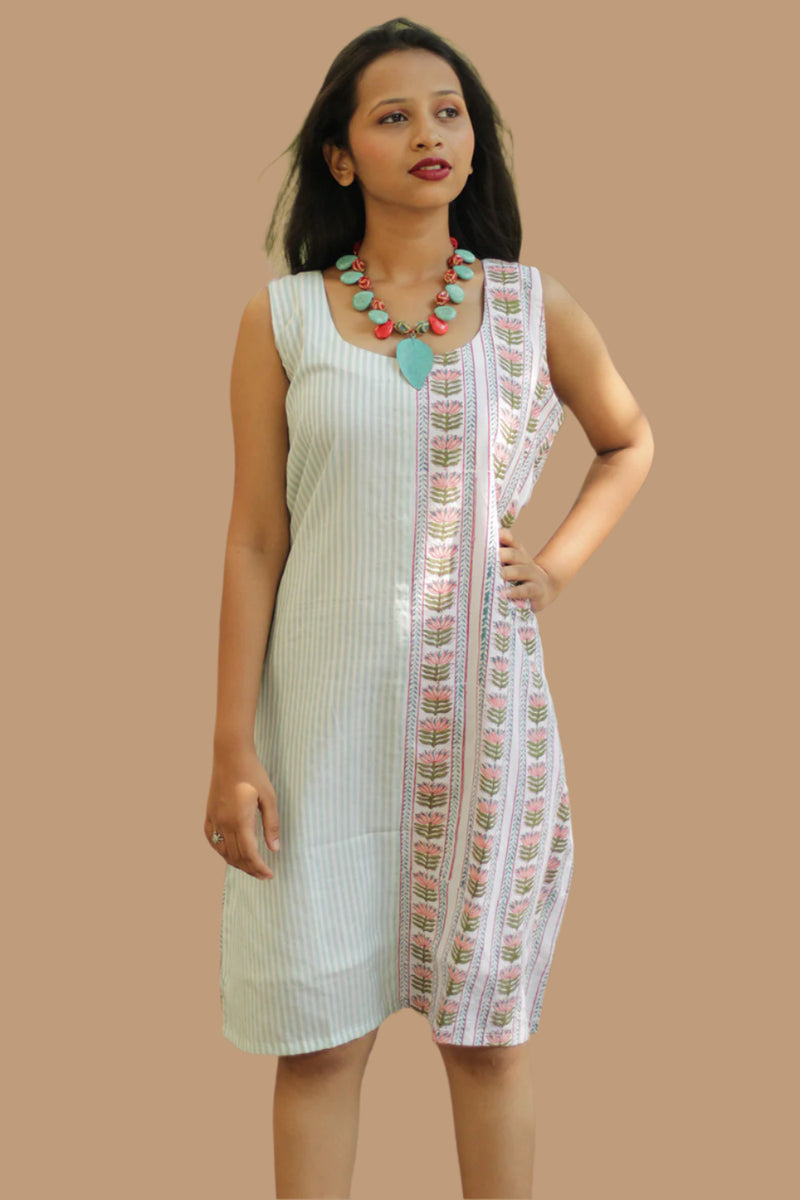 Anaya | Short Dress | Sanganeri Pink Vine