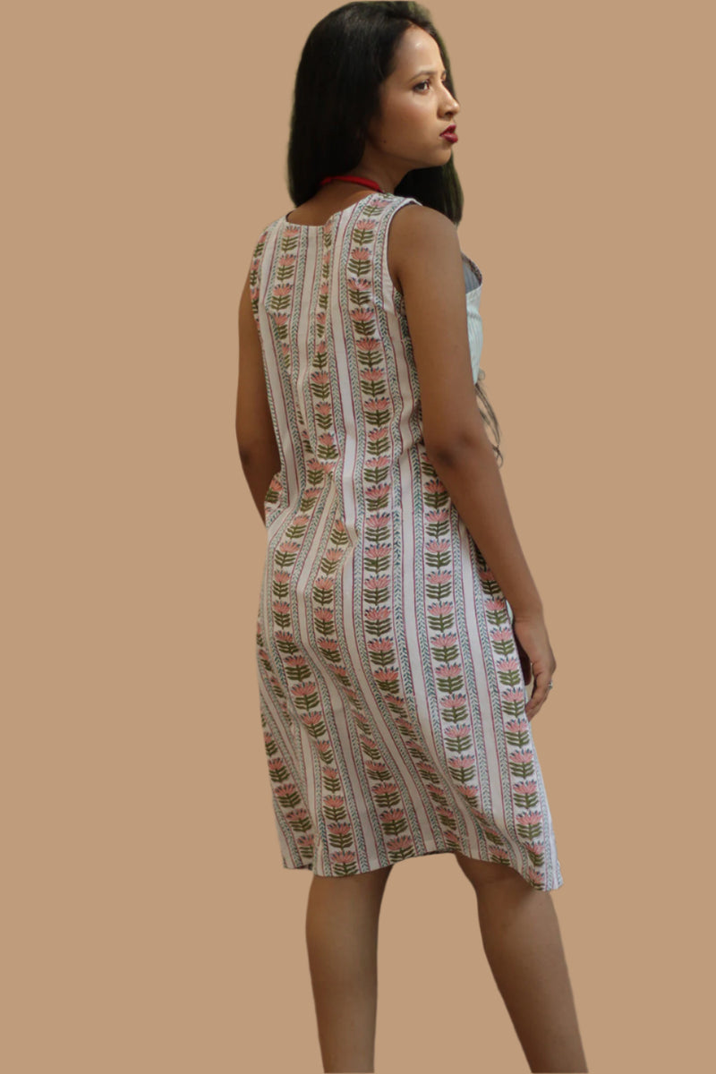 Anaya | Short Dress | Sanganeri Pink Vine