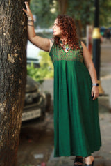 Khwaab | Long  Kali Dress | Forest Green