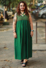 Khwaab | Long  Kali Dress | Forest Green