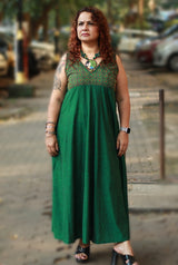 Khwaab | Long  Kali Dress | Forest Green