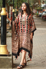 Sitaara| Modal Kaftan  | Noir & Rouge Ajrakh