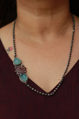 Neelmani | Silver Necklace | Ruby & Blue Calcite