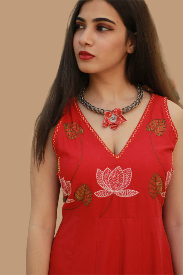 Saroj | Khwaab | Long  Kali Dress | Crimson