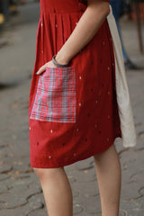 Cherry Frost | Short Dress | Handloom Cotton & Gamcha