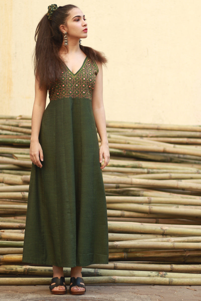 Khwaab | Long  Kali Dress | Emerald Green