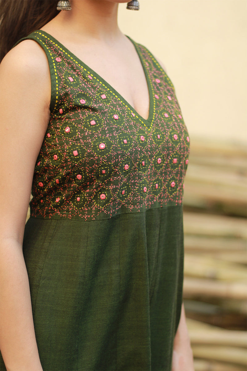 Khwaab | Long  Kali Dress | Emerald Green