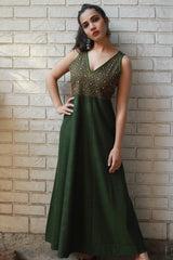 Khwaab | Long  Kali Dress | Emerald Green