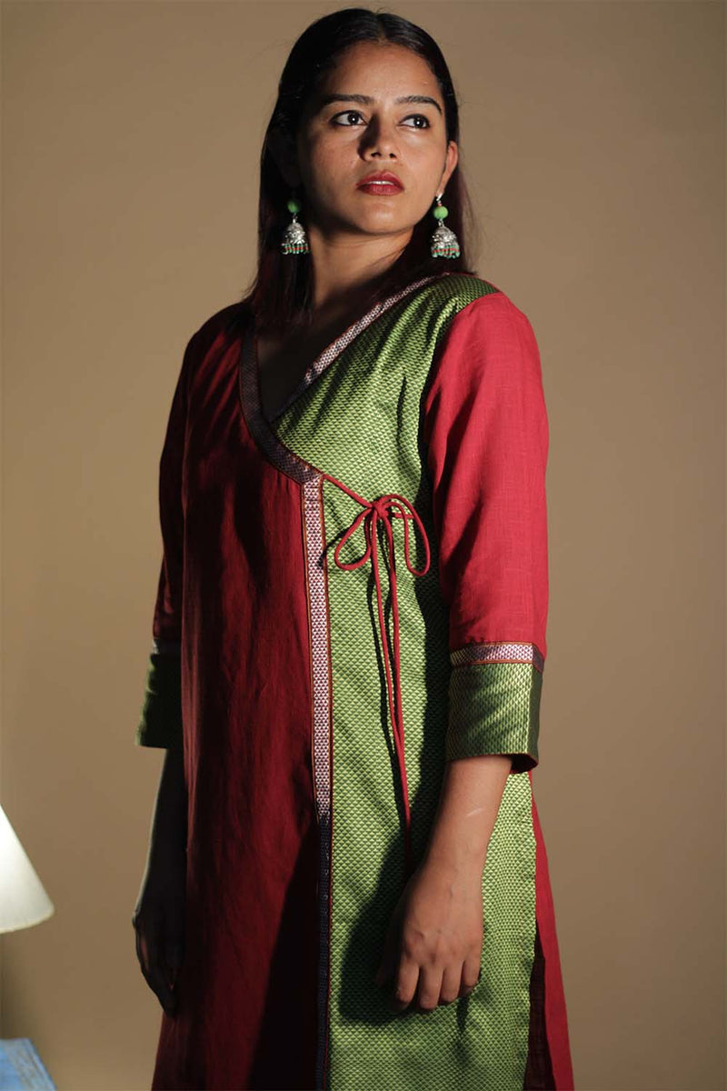 Shobhana | Khunn Angarkha Style Kurta | Scarlet