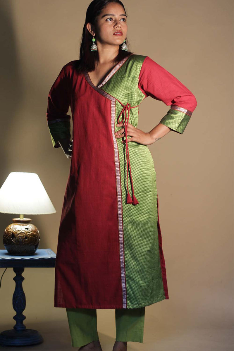 Shobhana | Khunn Angarkha Style Kurta | Scarlet