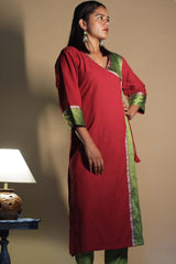 Shobhana | Khunn Angarkha Style Kurta | Scarlet