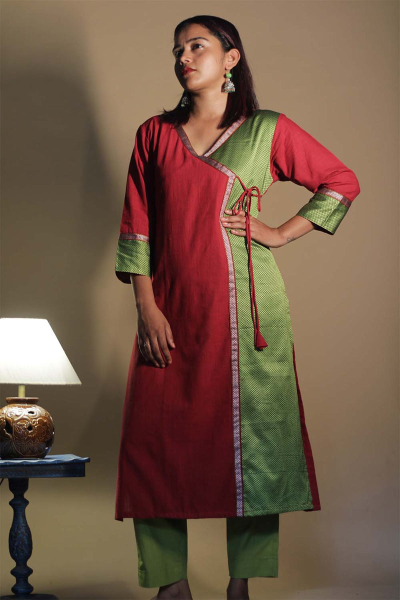 Shobhana | Khunn Angarkha Style Kurta | Scarlet