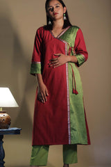 Shobhana | Khunn Angarkha Style Kurta | Scarlet