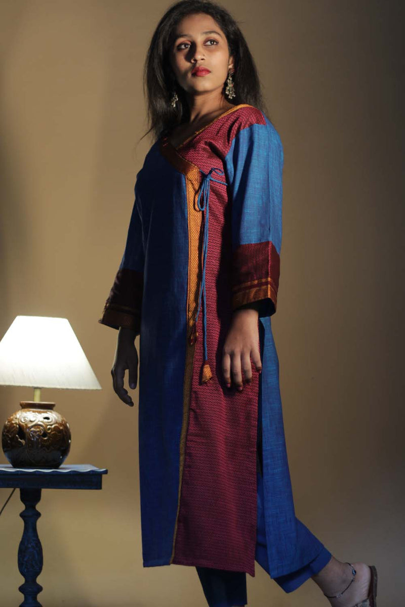 Shobhana | Khunn Angarkha Style Kurta | Cobalt