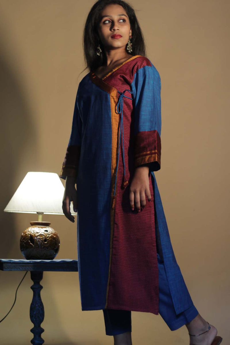 Shobhana | Khunn Angarkha Style Kurta | Cobalt