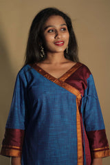 Shobhana | Khunn Angarkha Style Kurta | Cobalt